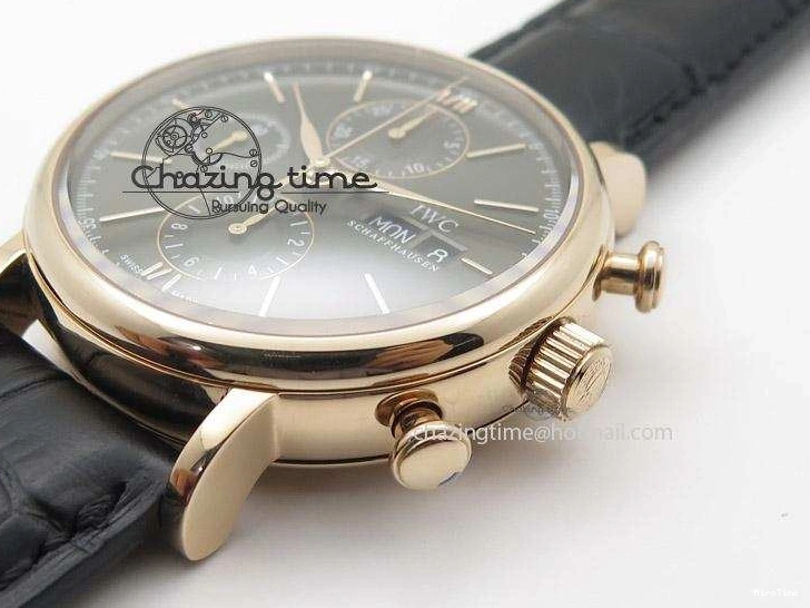 MIROTIME 0516 Portofino Chrono RG Black Dial on Black Leather Strap A HighPerformance 7389